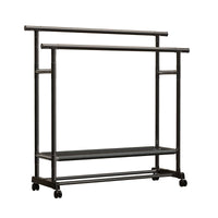 Foldable Double-Rod Garment Rack with Wheels for Indoor/Outdoor Use