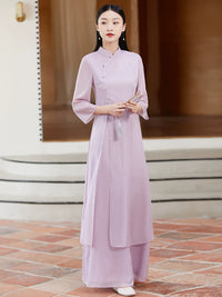 Women's Chinese Style Tang Suit Two-Piece Set Improved Cheongsam Dress Tea Ceremony Outfit