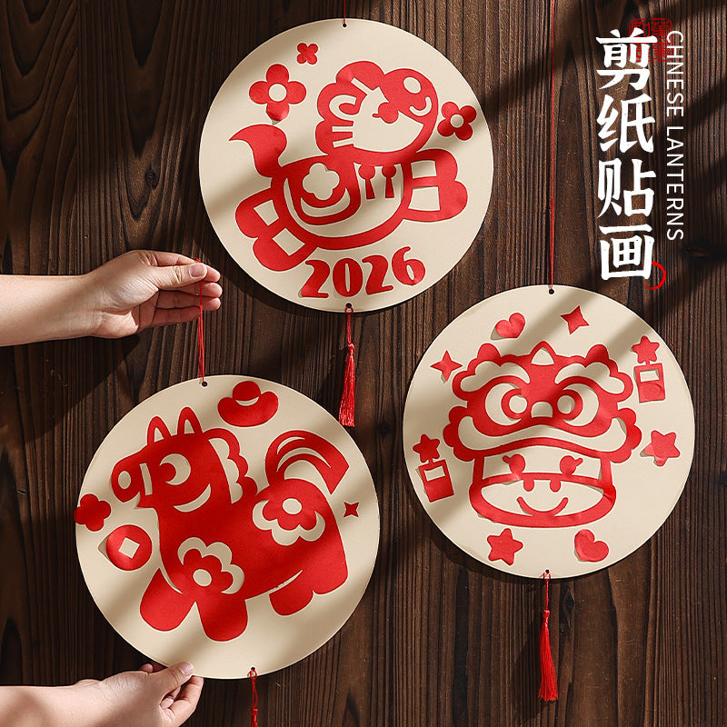 Year of the Horse Paper Cutting Art Kit for Kids, Traditional Chinese New Year Craft