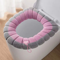 Knitted Thick Toilet Seat Cover with Handle, Universal Four Seasons