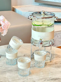 Large Capacity Glass Cold Water Pitcher with Faucet for Refrigerator, High Temperature Resistant Cold Brew Fruit Tea Beverage Dispenser
