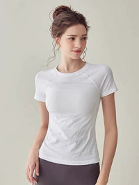 Iuiu Aoll Women's Quick-Drying Seamless Breathable Short-Sleeved T-Shirt for Running, Yoga, and Fitness