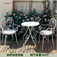 Outdoor Patio Bistro Set, Wrought Iron Round Table and Chairs for Balcony Garden Cafe