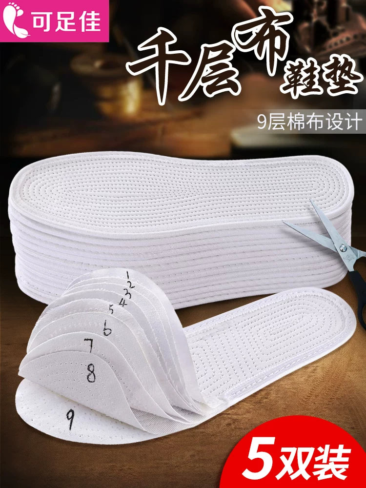 Breathable Cotton Insoles for Men and Women - Sweat-Absorbent & Odor-Resistant