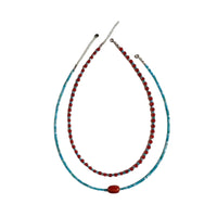 Vintage Beaded Choker Necklace with Red and Blue Accents, Delicate Palace Style Clavicle Chain
