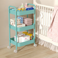 3-Tier Rolling Utility Cart with Wheels, Multi-layer Storage Organizer for Kitchen, Snacks, and Home