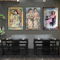 Vintage Shanghai Qipao Beauty Wall Art for Retro Decor
