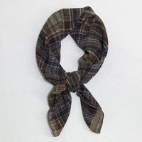 Vintage Plaid Square Scarf Necktie for Women, Versatile Decorative Silk Scarf