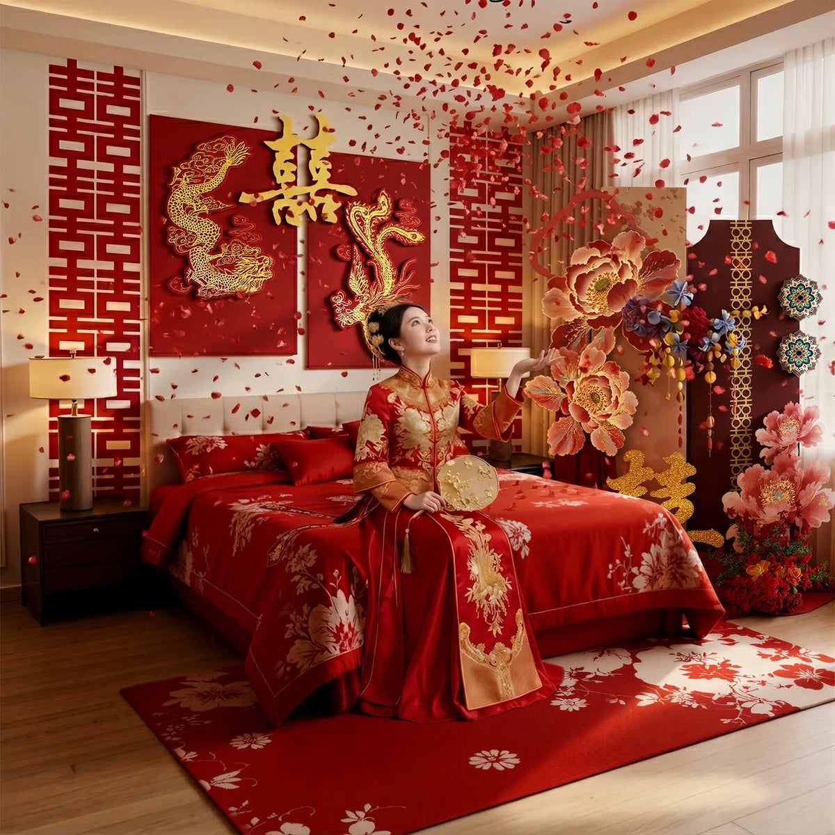 Chinese Wedding Room Decor Kit for Bridal Chamber and Living Room