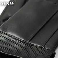 Men's Genuine Leather Driving Gloves with Touchscreen Function, Thin Silk Lining, Warm for Autumn/Winter