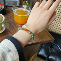 Ice-Grade Peach Blossom Agate Peacock Agate Beaded Bracelet