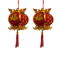 LED Light-Up Hexagonal Dragon and Phoenix Lantern for Chinese New Year Decoration