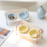 Elevated Ceramic Pet Bowls with Stand for Cats and Small Dogs, Anti-Vomit and Spill-Proof Food Water Feeder