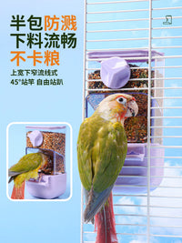 Automatic Bird Feeder and Water Dispenser with Hull Separation and Leak-Proof Design for Parrots