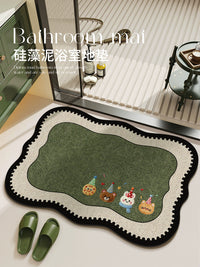 Cartoon Absorbent Diatomaceous Earth Bath Mat Non-Slip Bathroom Floor Mat
