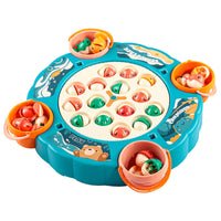 Electric Magnetic Rotating Fishing Game Toy for Kids with Music, Educational Parent-Child Interactive Play Set