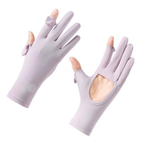 Women's UV Protection Fingerless Ice Silk Gloves for Driving and Cycling