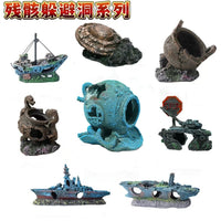 Aquarium Airplane Wreck Submarine Decoration, Fish Shrimp Hideout, Reptile Ornament
