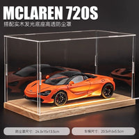 Wooden Display Case with LED Light for 1:18, 1:24, 1:32 Scale Model Cars