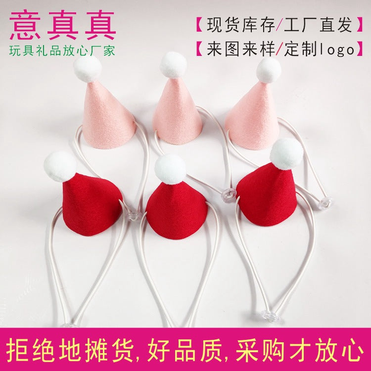 Pet Christmas Hat Mini Felt Doll Elastic Buckle Hat for Holiday Party Photo Props