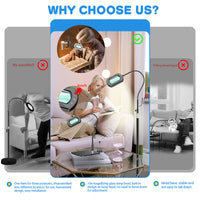 Floor Stand Phone Holder with Magnifying Lamp, Foldable Desktop Live Stream Stand, Adjustable Height