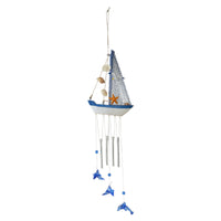 Nautical Wooden Sailboat Wind Chime Home Decor