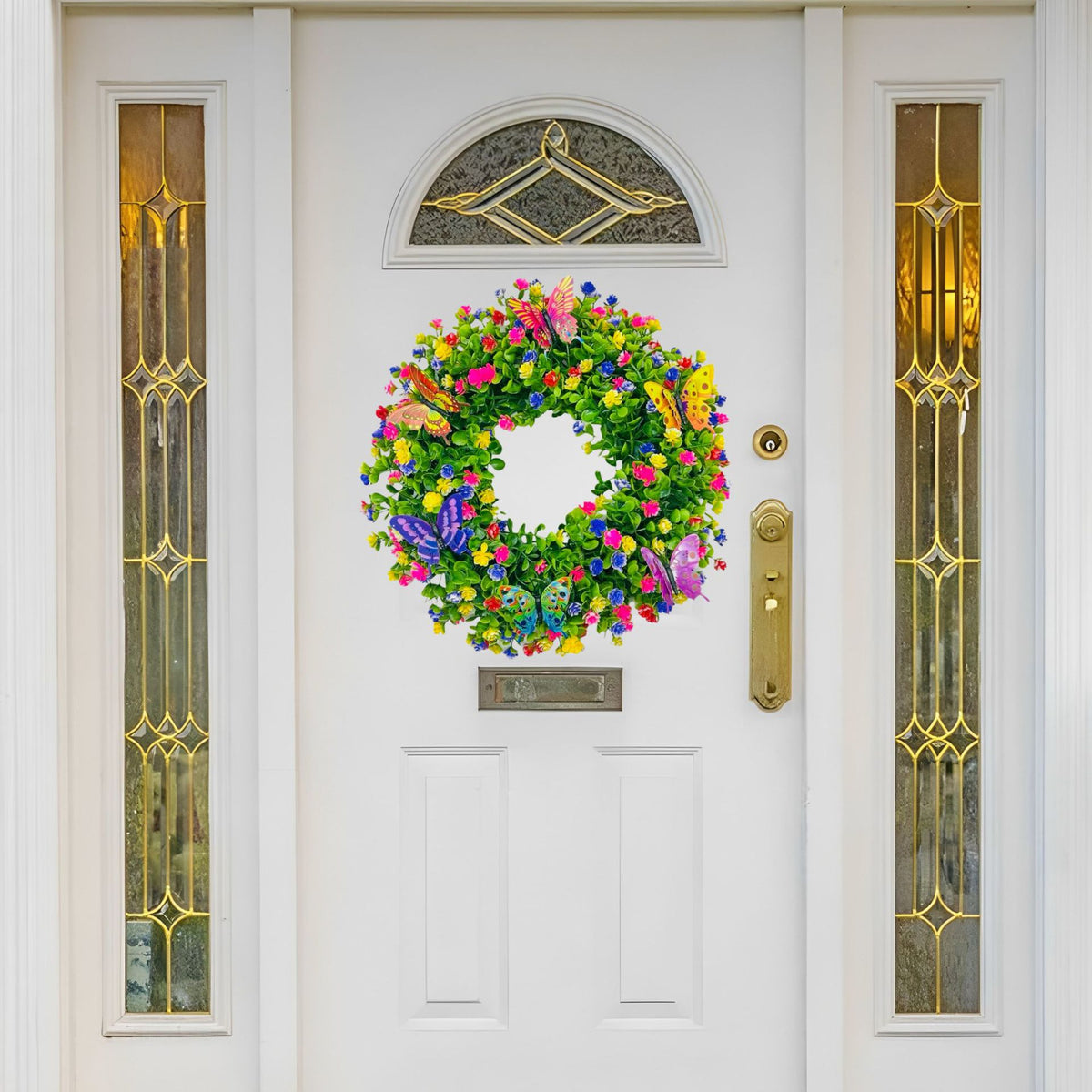 Colorful Eucalyptus and Butterfly Wreath for Spring/Summer Decor