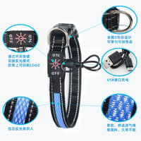USB Rechargeable LED Dog Collar for Night Safety, Luminous Nylon Collar for Medium to Large Dogs