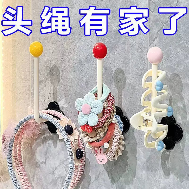Wall-Mounted Hair Tie and Headband Organizer Rack for Bathroom