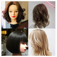 Human Hair Mannequin Head for Hairdressing Training, Styling, Perming, and Dyeing