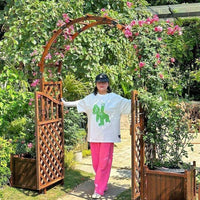 Outdoor Garden Archway Trellis for Climbing Plants, Carbonized Anti-Corrosion Wood Pergola for Patio Balcony