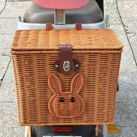 Electric Bicycle Rear Basket with Lid and Straps - Storage for Helmets and Groceries
