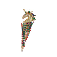 Vintage Heavy Tassel Horse Brooch Retro Fashion Animal Pin Palace Style Jewelry