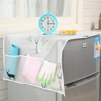Refrigerator Dust Cover with Storage Pockets, Waterproof and Oil-proof Fabric