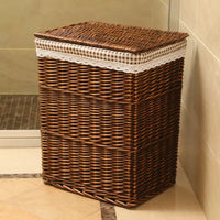 Woven Laundry Hamper with Liner, Rattan-Style Storage Basket for Clothes, Toys, and Sundries