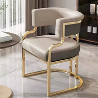 Hair Salon Styling Chair with Gold Plated Base, PU Leather Swivel Recliner for Barber Shops