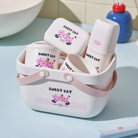 Cartoon Portable Drainable Storage Basket for Bathroom, Toiletries, Toys, and Sundries