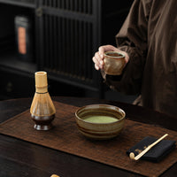 Handmade Retro Ceramic Matcha Bowl Set with Whisk Stand for Japanese Tea Ceremony