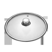 Universal Tempered Glass Pot Lid with Stainless Steel Rim and Stand-Up Handle