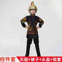 Kids Yue Fei General Costume with Cape for Stage Performance