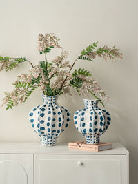 Blue Willow Ceramic Vase Luxury Home Decor Living Room Entrance Retro Flower Arranger