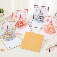 Recordable 3D Pop-Up Birthday Card with Lights and Music, Elegant Cake Design