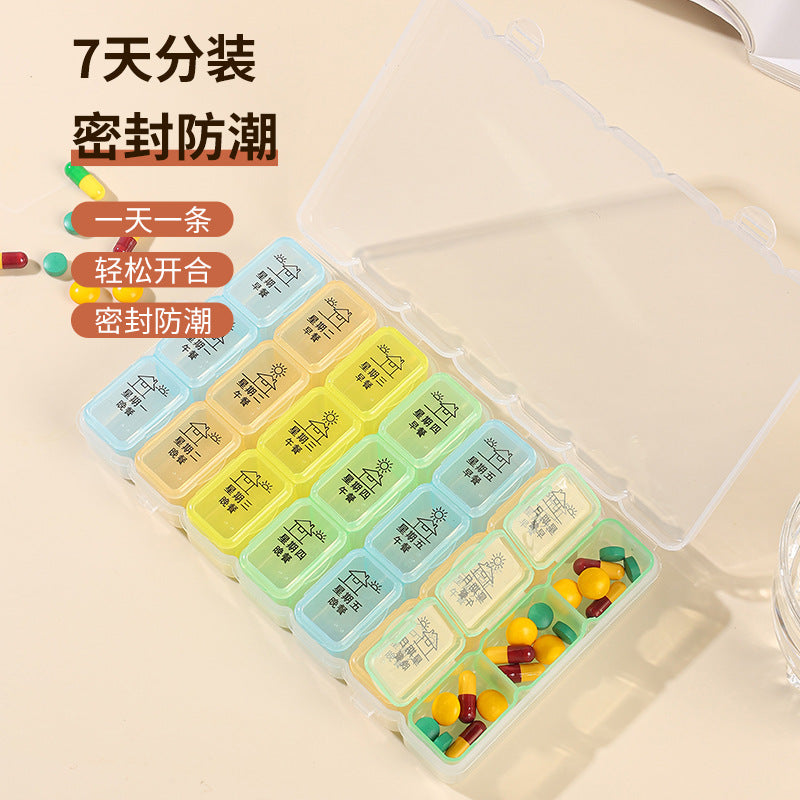 Weekly 21/28-Compartment Portable Pill Organizer for Travel