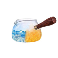 Heat-Resistant Glass Gongdao Teacup with Wooden Handle and Infuser