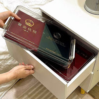 Large Capacity Transparent Plastic Document Storage Box for A4 Files, Certificates, and Papers