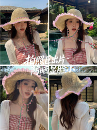 Women's Foldable Wide Brim Straw Sun Hat for Beach Vacation