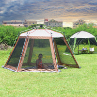 Automatic Hexagonal Aluminum Pole Outdoor Camping Tent with Sun Protection and Mosquito Net
