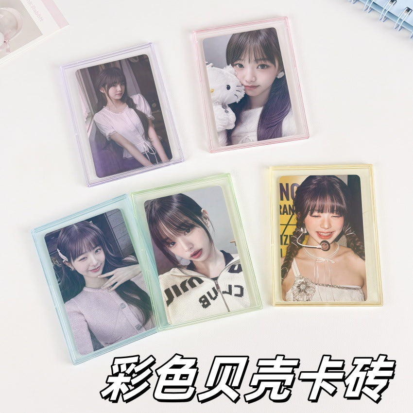Shell-Style Transparent Card Holder Frame for Collectible Cards and Instant Photos