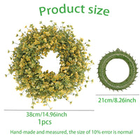 Green Healthy Wreath Spring Summer Front Door Decoration Yard Wall Wedding Festival Farmhouse Holiday Decor