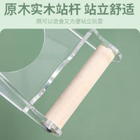 Acrylic Bird Feeder with Stainless Steel Bowls for Parrots, Anti-Scatter Design